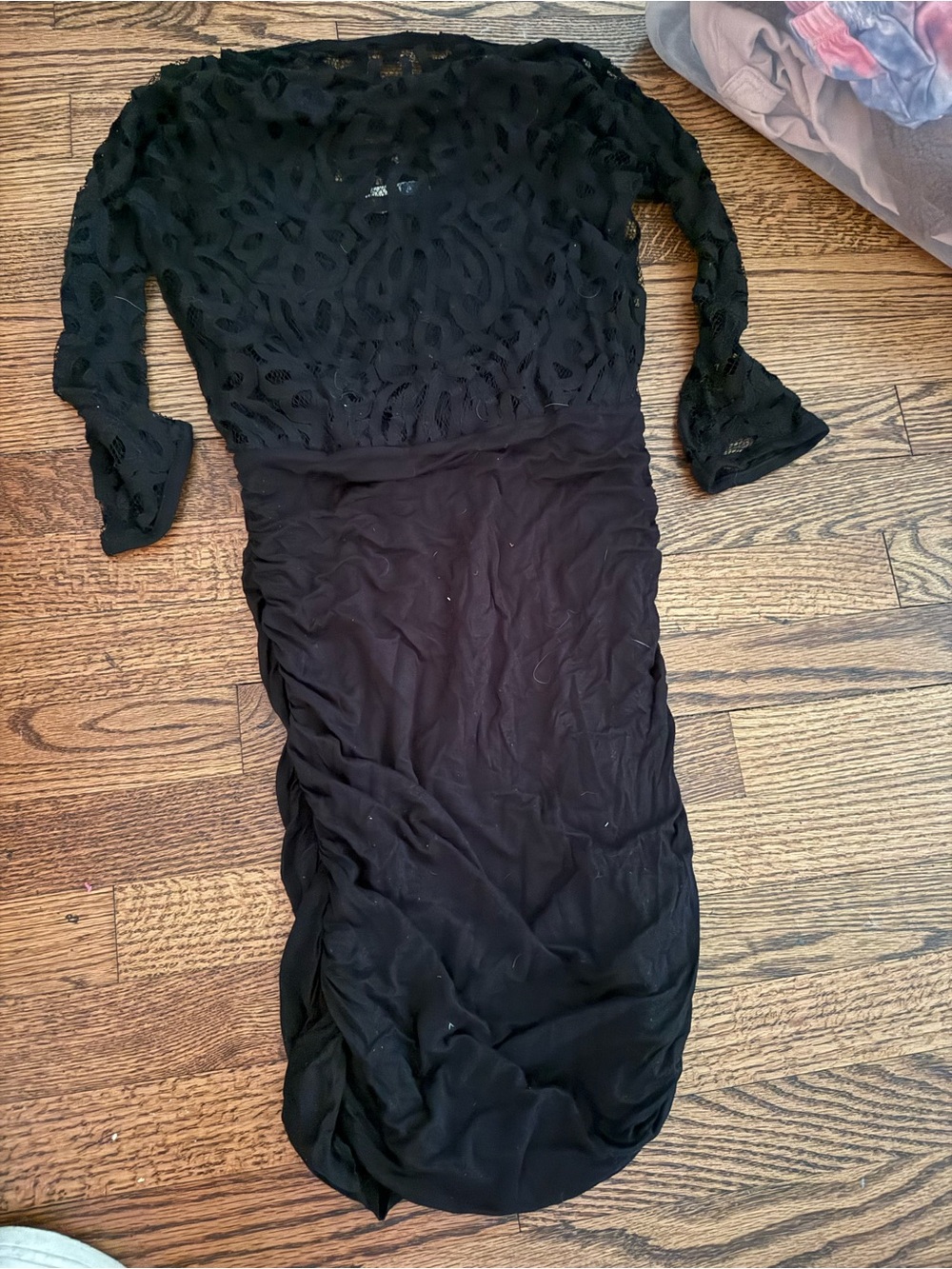 Black Lace Sheath Dress with Long Sleeves